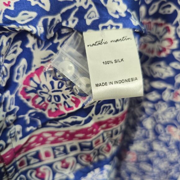 Natalie Martin Fiore Silk Maxi Dress XS Blue White Pelicano Floral Print Boho - Picture 6 of 11